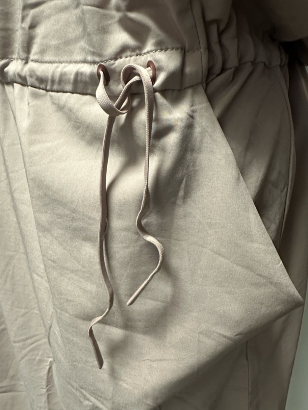 Women’s Blush Beige V-Neck Drawstring Waist Dress - Picture 7 of 12